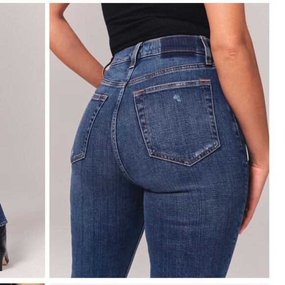 Abercrombie & Fitch Ankle Straight Ultra High Rise Curve Love Jeans sz 12 SHORT - Picture 2 of 12